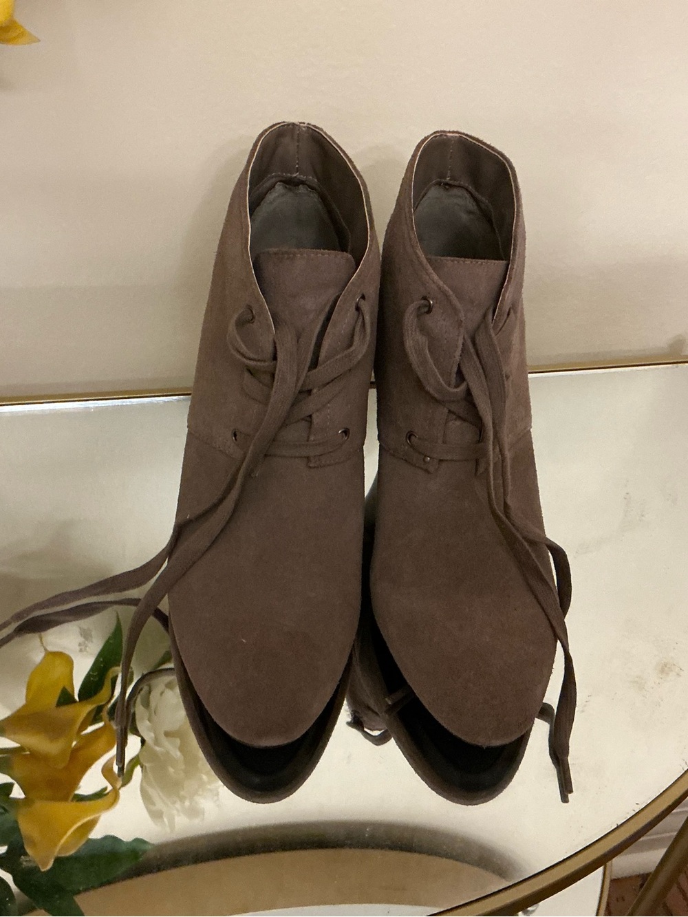 Ralph Lauren Brown Suede Lace-Up Women's Ankle Booties